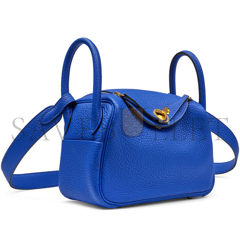 H**mes MASTER BLEU ROYAL CLEMENCE MINI LINDY GOLD HARDWARE H079086CCO8 (19*12.5*9cm)